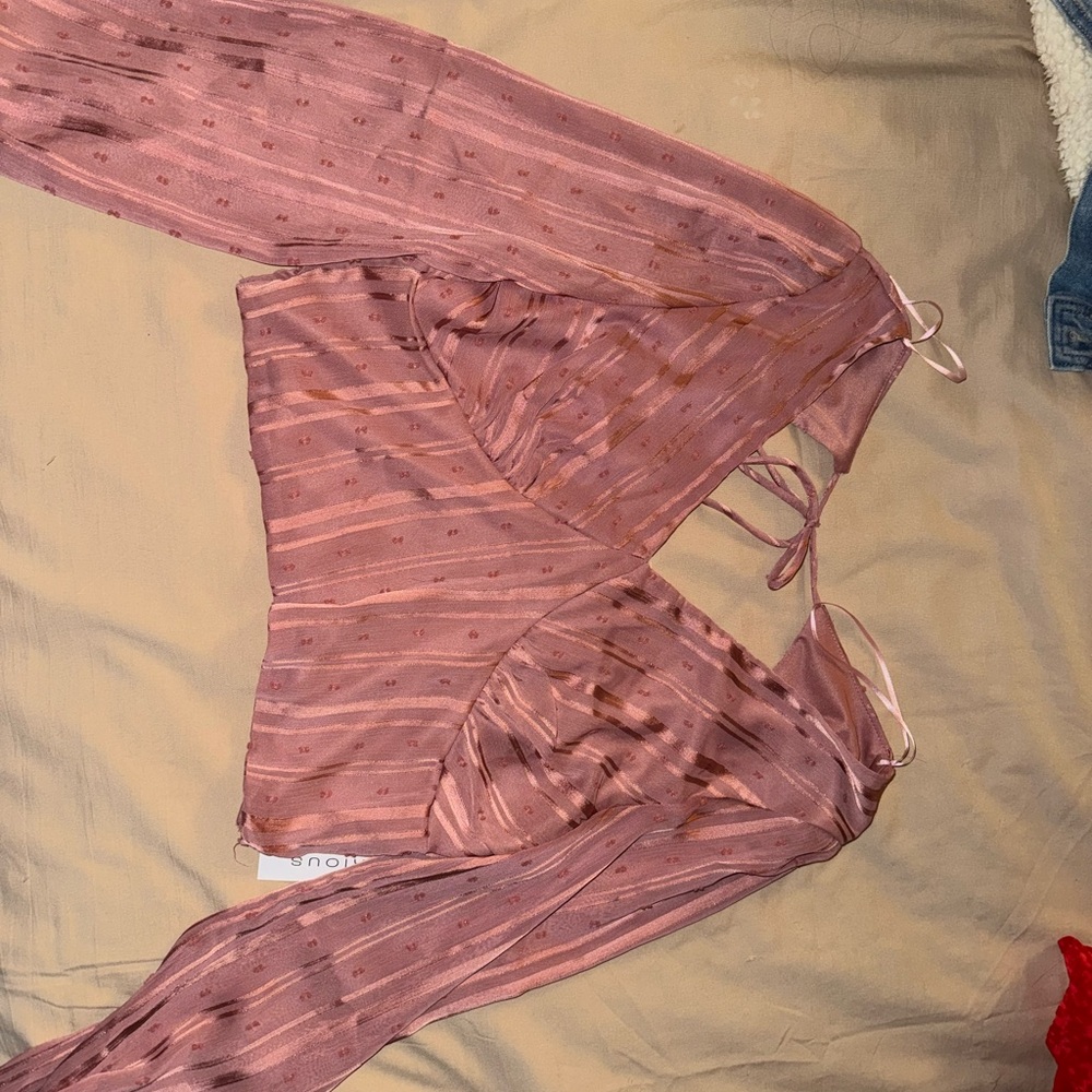 Sheer Pink Blouse with Tie Back